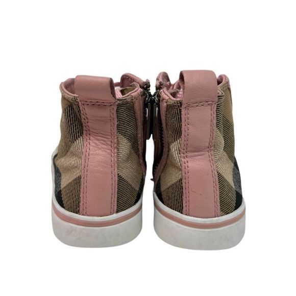 Burberry Girls Pink Tom Check Hi-Top Trainers Youth Size 23 - Picture 5 of 12